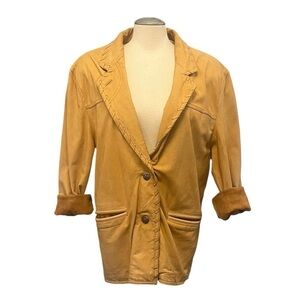 Fox Run Craftsmen Vintage Bohemian Leather Blazer Jacket in Tan